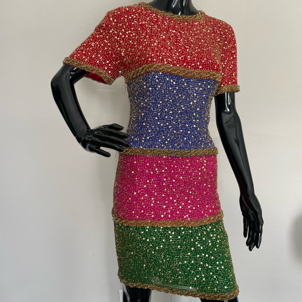 Vintage sequins beaded dress US 6 medium